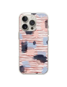 Cover iPhone 16 Pro Watercolor Stains Righe Rosse -...