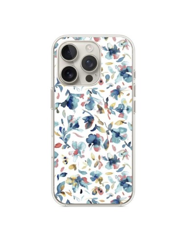 Cover iPhone 16 Pro Watery Hibiscus Blu - Ninola Design