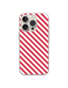 Coque iPhone 16 Pro Bonbon Candy Rose et Blanche Rayée -...