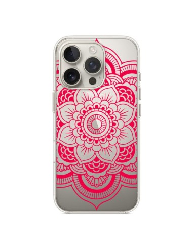 Cover iPhone 16 Pro Mandala Rosa Fucsia Azteco Trasparente - Nico