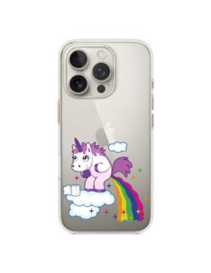 Cover iPhone 16 Pro Unicorno Caca Arcobaleno Trasparente...