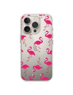 Coque iPhone 16 Pro flamant Rose et Flamingo Transparente...