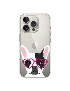 Cover iPhone 16 Pro Bulldog Francese Occhiali Cuore Cane...
