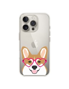 Coque iPhone 16 Pro Chien Marrant Lunettes Coeurs...