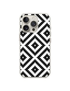 Coque iPhone 16 Pro Diamond Chevron Black and White -...