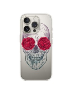 iPhone 16 Pro Case Skull Pink Flowers Clear - Rachel...