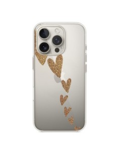 iPhone 16 Pro Case Heart Falling Gold Hearts Clear -...