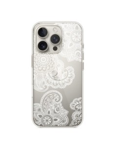 Cover iPhone 16 Pro Lacey Paisley Mandala Bianco Fiori...