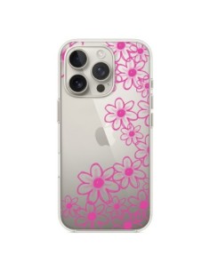 Coque iPhone 16 Pro Pink Flowers Fleurs Roses...