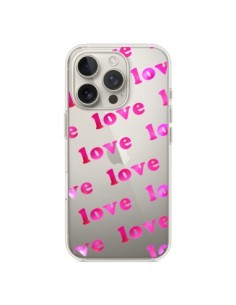 Coque iPhone 16 Pro Pink Love Rose Transparente - Sylvia...