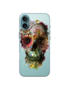 Coque iPhone 16 Plus Skull Flower Tête de Mort...