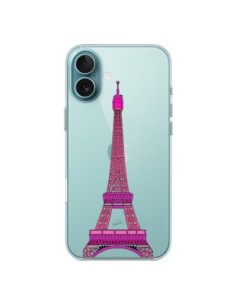 iPhone 16 Plus Case Tour Eiffel Pink Paris Clear - Asano...