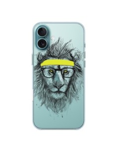 Coque iPhone 16 Plus Hipster Lion Transparente - Balazs...