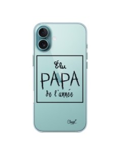 Cover iPhone 16 Plus Eletto Papà dell'Anno Trasparente -...