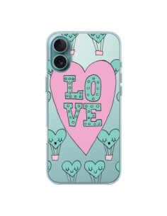 iPhone 16 Plus Case Love Clouds hot-air Balloon Clear -...