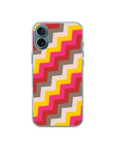 Cover iPhone 16 Plus Lignes Triangolo Azteco Rosa Rosso -...