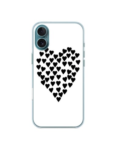 iPhone 16 Plus Case Heart in hearts Black - Project M