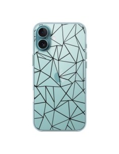 Coque iPhone 16 Plus Lignes Triangles Grid Abstract Noir...
