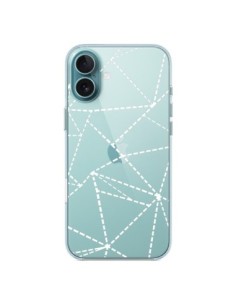 Coque iPhone 16 Plus Lignes Points Abstract Blanc...