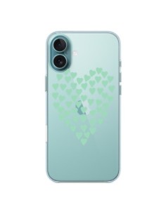 Coque iPhone 16 Plus Coeurs Heart Love Mint Bleu Vert...