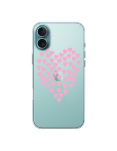 Cover iPhone 16 Plus Cuori Amore Rosa Trasparente -...
