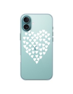 Cover iPhone 16 Plus Cuori Amore Bianco Trasparente -...