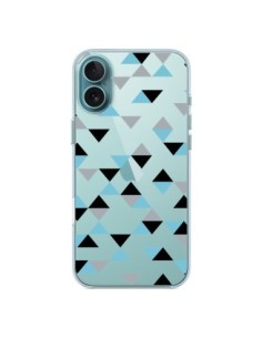 iPhone 16 Plus Case Triangles Ice Blue Black Clear -...