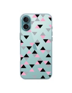 Coque iPhone 16 Plus Triangles Pink Rose Noir...