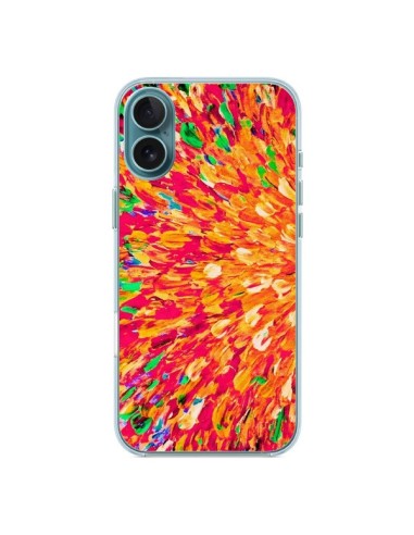 Coque iPhone 16 Plus Fleurs Oranges Neon Splash - Ebi Emporium