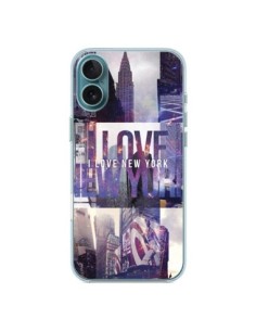 Coque iPhone 16 Plus I love New Yorck City violet -...
