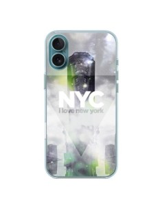 Cover iPhone 16 Plus I Love New York City Grigio Verde -...