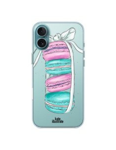 Coque iPhone 16 Plus Macarons Pink Mint Rose Transparente...