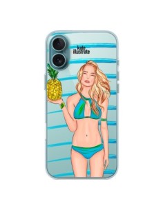 Coque iPhone 16 Plus Malibu Ananas Plage Ete Bleu...