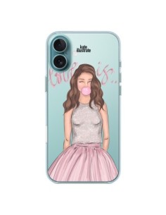 Cover iPhone 16 Plus Bubble Girl Tiffany Rosa Trasparente...