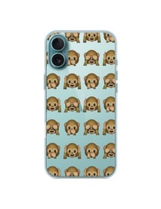 Coque iPhone 16 Plus Singe Monkey Emoticone Emoji...