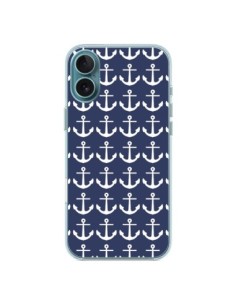 Coque iPhone 16 Plus Ancre Marin Bleu Anchors Navy - Mary...