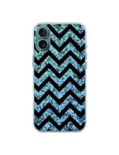 Cover iPhone 16 Plus Chevron Aqua Sparkle Triangolo...