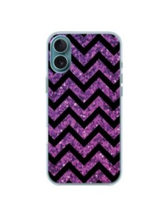 Cover iPhone 16 Plus Chevron Viola Sparkle Triangolo...