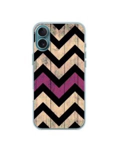 Coque iPhone 16 Plus Chevron Vintage Bois Wood - Mary...
