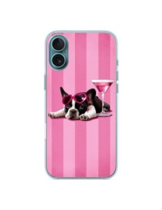 Coque iPhone 16 Plus Chien Dog Cocktail Lunettes Coeur...