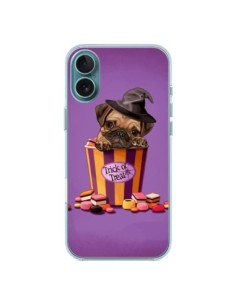 Coque iPhone 16 Plus Chien Dog Halloween Sorciere Bonbon...