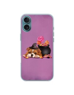 iPhone 16 Plus Case Dog Halloween Strega Calderone Bonbon...