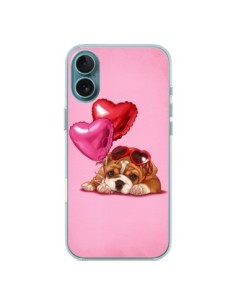 Cover iPhone 16 Plus Cane Occhiali Coeur Palloncini -...