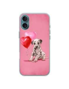 Cover iPhone 16 Plus Cane Dalmata Palloncino Cuore -...