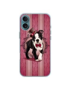 Cover iPhone 16 Plus Cane Gentleman Papillon Cappello -...