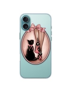 iPhone 16 Plus Case Lady Cat Bow tie Polka Scarpe Clear -...