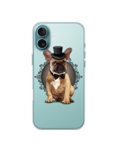 Coque iPhone 16 Plus Chien Bulldog Noeud Papillon Chapeau...