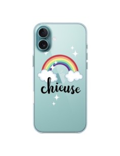 Coque iPhone 16 Plus Chieuse Arc En Ciel Transparente -...