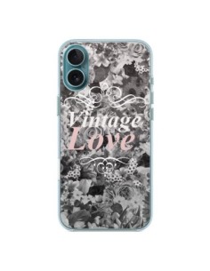 Cover iPhone 16 Plus Vintage Amore Nero Fiori - Monica...