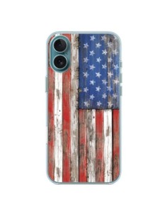 Coque iPhone 16 Plus Drapeau USA Vintage Bois Wood -...